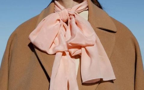 丝巾蝴蝶结的系法,细窄短条丝巾改造衣服上的蝴蝶结